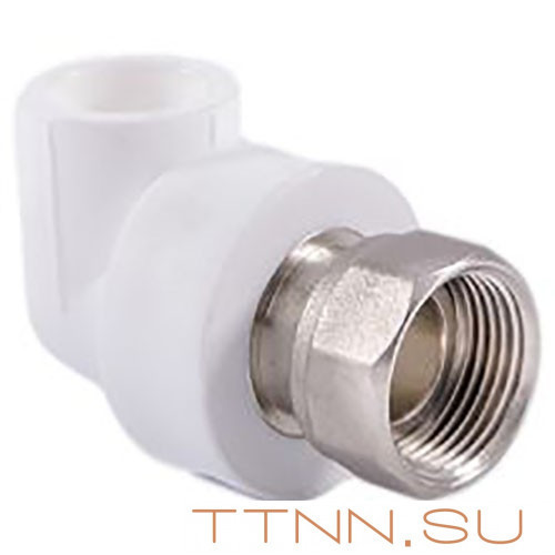 Угольник РосТурПласт с накидной гайкой на метал. штуцере 20х1/2" арт.14265