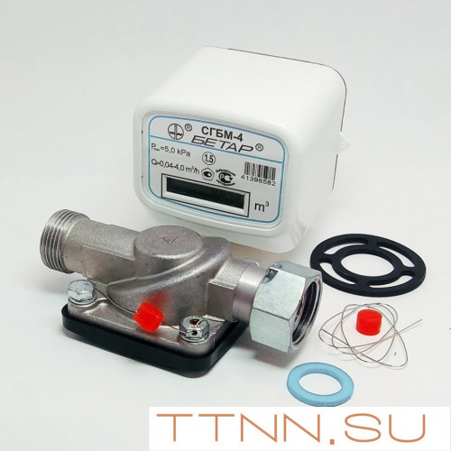 Счетчик газа Бетар СГБМ-4 г. Чистополь с накидной гайкой