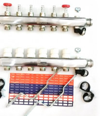 Коллекторная группа Wester 1"-3/4 в сборе с расходомерами на 6 выходов