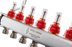 Для отопления Royal Thermo 1" ВР-3/4" НР, 8 выходов с расходомерами, нерж. (RTE 52.108)